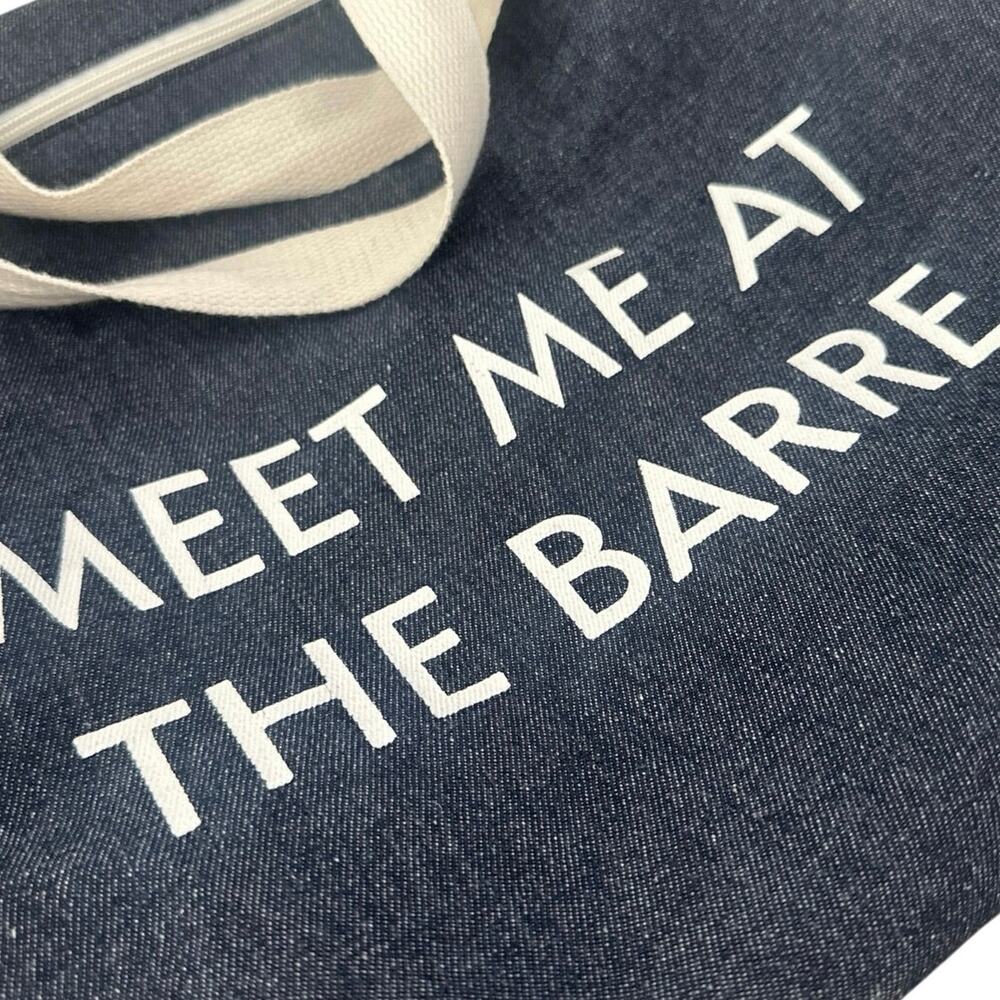 Meet me at Barre duffle travel gym errands bag light weight easy wear denim bag